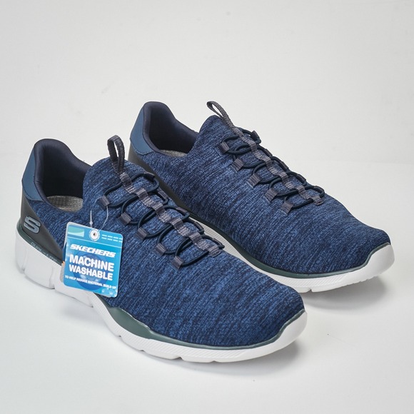 Skechers Relaxed Fit Mens Slip On Sneakers Navy Blue Machine Washable - Picture 1 of 12